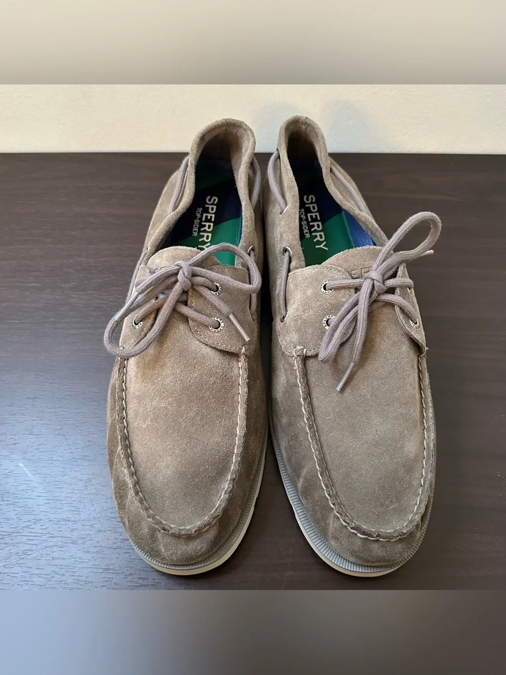 Sperry Top-Sider Gray Suede Boat Shoes Lace-Up 2-Eye Ripple 15 Casual Coastal